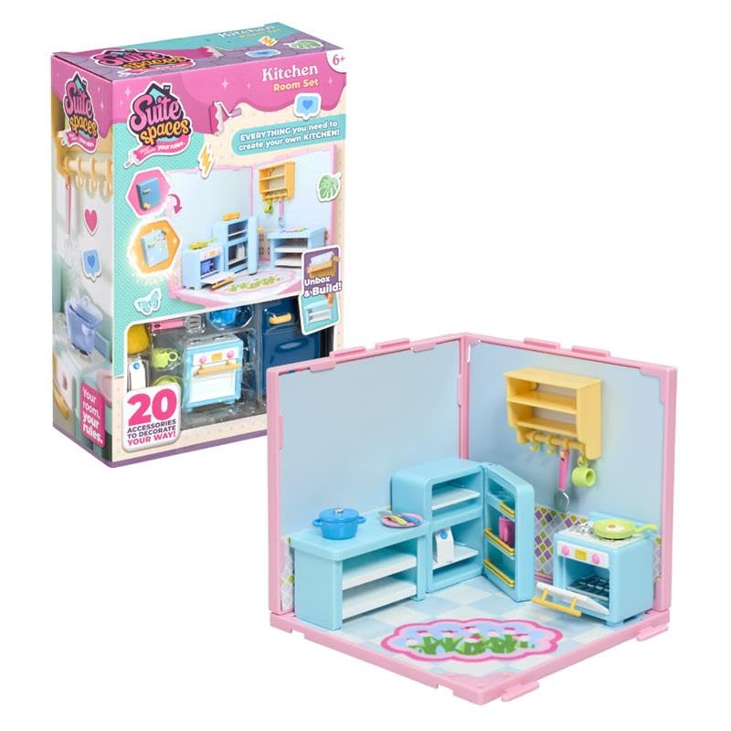 Goliath Suite Spaces - Kitchen Set | Modular Playroom for 3-4" Dolls, 20-Piece Buildable Set