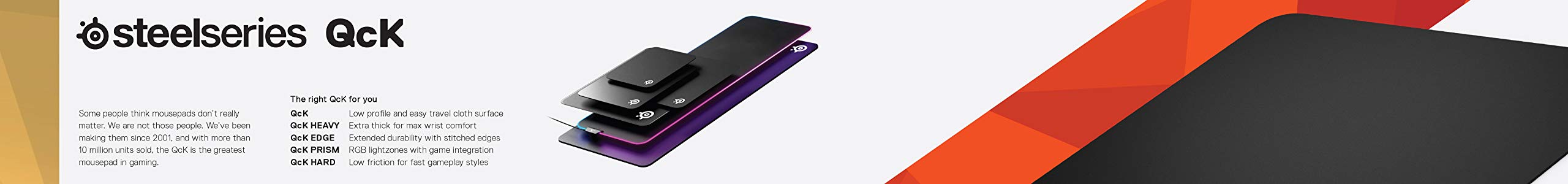 SteelSeries QcK+ Gaming Mouse Pad - Large 450mm x 400mm - Non-Slip Rubber Base - Black 7