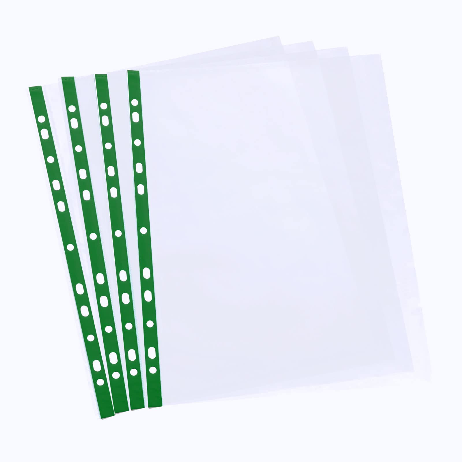 ASelected 100 PCS A4 Punched Poly Pockets - Clear Plastic File Folders | 15 Sheet Capacity 1