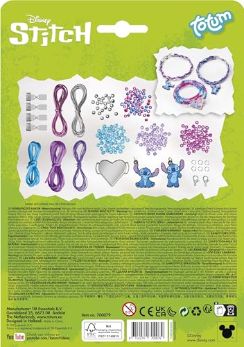 Totum Stitch Disney Charm Bracelet - DIY Glass Bead Bracelet Set for Kids 8