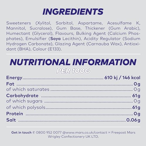 Extra - White Bubblemint Chewing Gum (46 Pieces, Sugar Free with Xylitol) 10