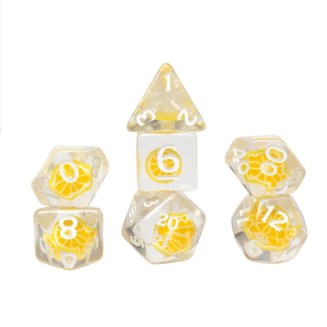 Sirius Dice Fruit Slice Dice Set - Lemon | 7-Piece Set | Plastic
