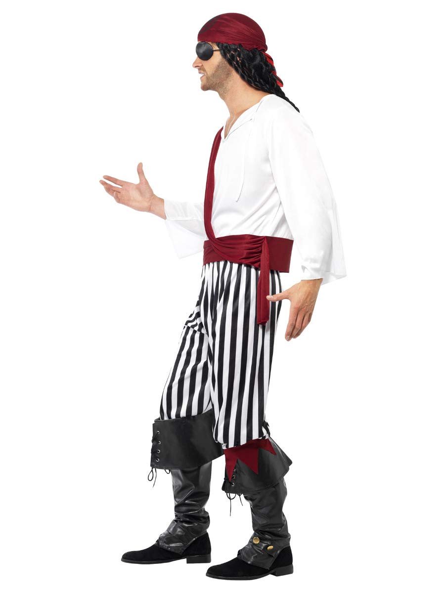 Smiffys Pirate Man Costume - Adult Fancy Dress Outfit for Men, Size L