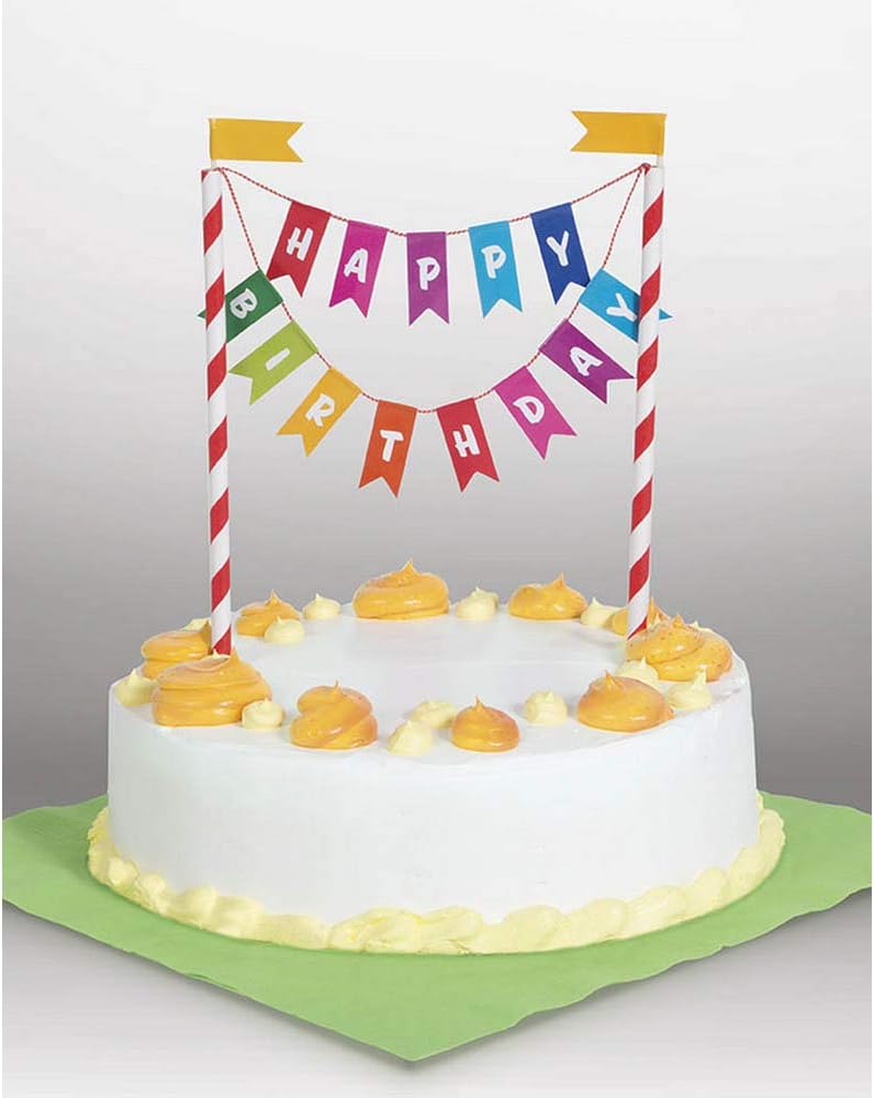 Rainbow Birthday Cake Bunting Topper - Happy Birthday Cake Decoration 3