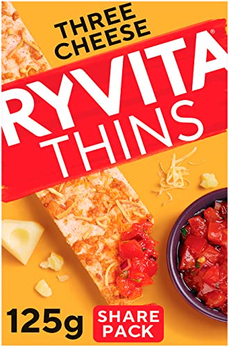Ryvita Three Cheese Thins - Crispy Flatbreads for Dipping, Snacking & Sharing | High Fibre Snack | 6 x 125g Packs 8