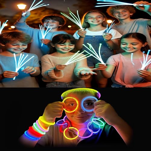 SHATCHI 8" Glow Sticks with Connectors – Neon Party Kit for Bracelets, Rings, DIY Light-Up Accessories 17