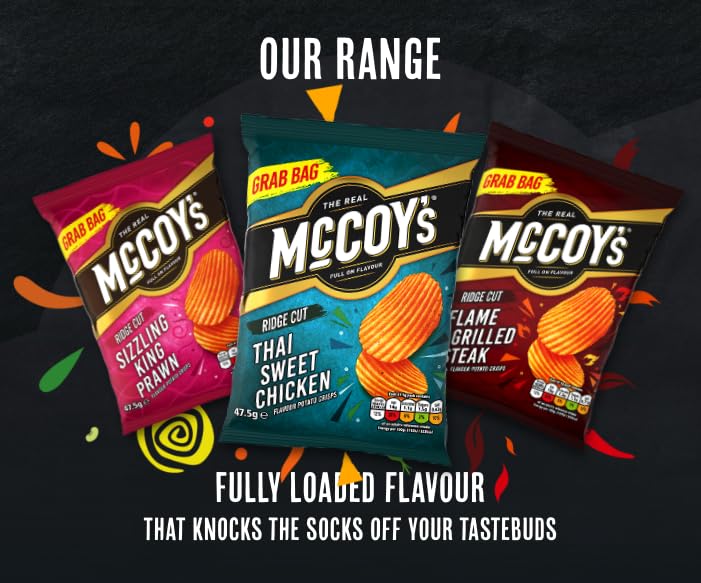 McCoys Salt & Malt Vinegar Ridges Crisps 6 Pack - Iconic Ridged Crisp with Unmistakable Crunch 3