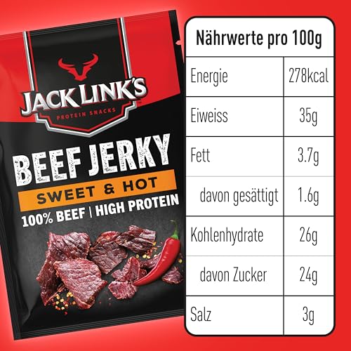 Jack Link's Beef Jerky Sweet & Hot, 12-Pack (12 x 40g), Dried Meat Snack High in Protein 7