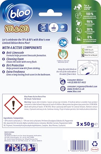 Bloo - Toilet Rim Block Retro Pine (50g) with Pine & Mint Scent 6