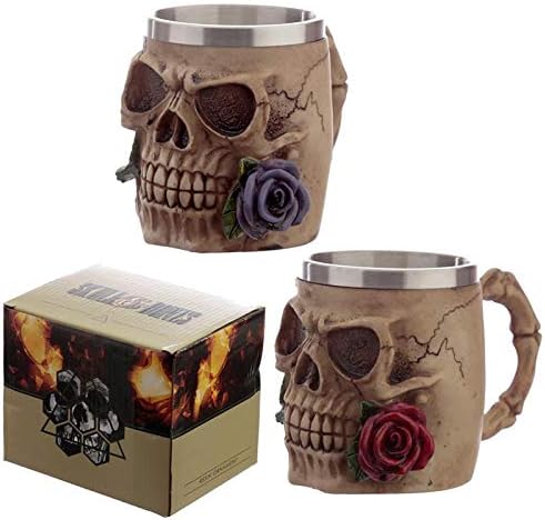 Puckator - Skulls and Roses Decorative Tankard Cup Gothic Home Decor - 1pc