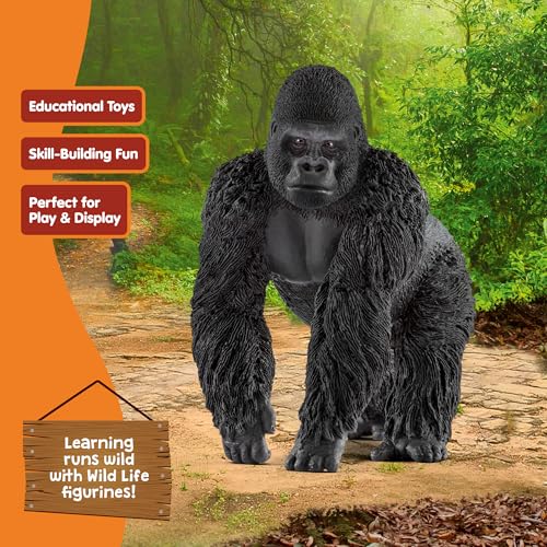 SCHLEICH Male Gorilla Figure - Wildlife Animal Toy for Kids 36 Months+ 10