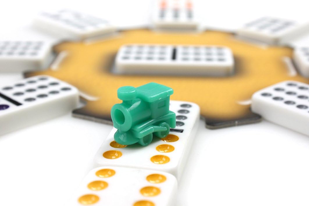 Tactic Mexican Train Double-Twelve Domino Game Set with 91 Tiles and Train Station Hub 3