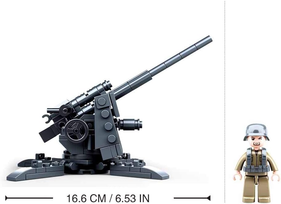 Sluban M38-B0852 88mm Flak Anti-Tank Gun Building Set - 115-Piece WWII Military Model for Kids 3+ 3