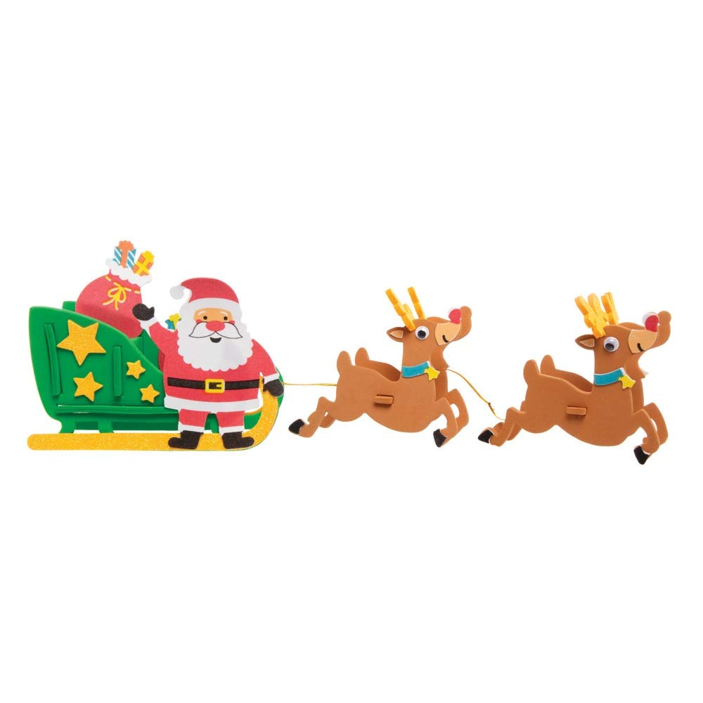 Baker Ross Reindeer & Sleigh Craft Kit - Christmas Arts & Crafts for Kids (Pack of 2)