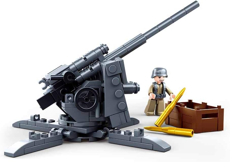 Sluban M38-B0852 88mm Flak Anti-Tank Gun Building Set - 115-Piece WWII Military Model for Kids 3+