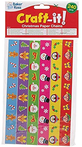 Baker Ross - AT157 Christmas Paper Chains Festive Arts & Crafts Pack (240 Pieces)