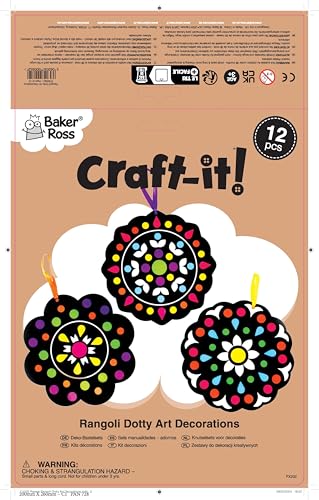 Baker Ross FX232 Rangoli Dotty Art Decorations - Pack of 12 Sticker Craft Kit 5
