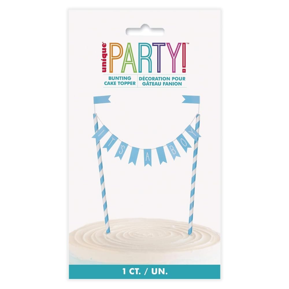 Unique It's a Boy Premium Blue Baby Shower Bunting Cake Topper (13cm x 23cm) 3