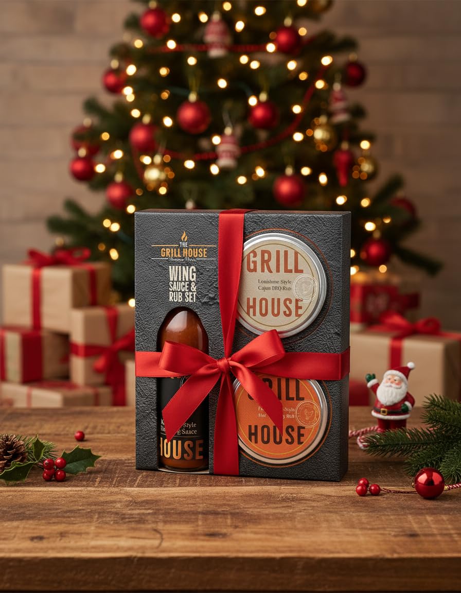 Grill House Wing Sauce & BBQ Rub Gift Set - 140 ml Hot Sauce, 2 x 20 g