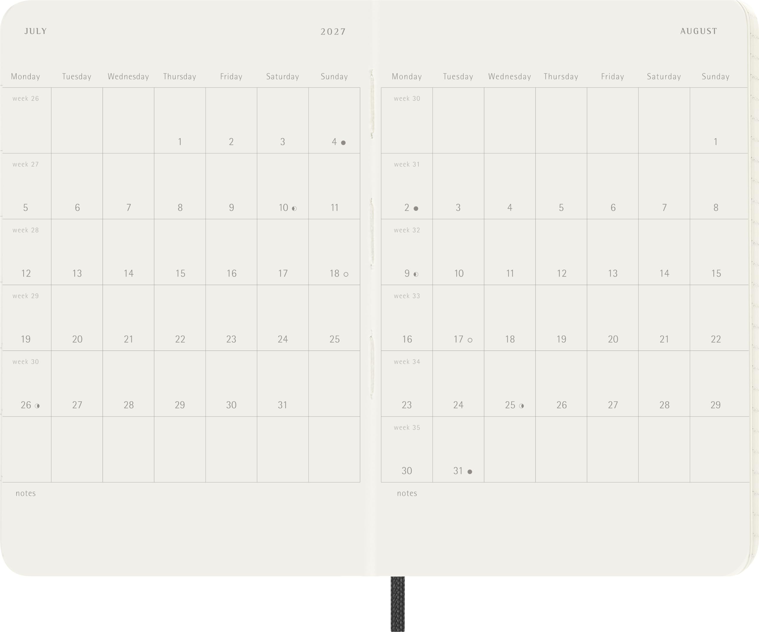 Moleskine Weekly Planner 2026-2027 18-Month Organizer | Pocket Size 9x14cm | Black | Flexibound 5