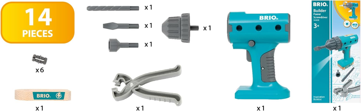 BRIO Builder Screwdriver Power Tool - STEM Construction Toy for Kids
