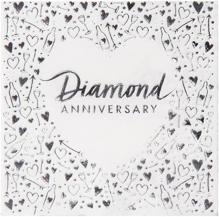 Creative Party Diamond Anniversary 3-Ply Foil Stamped Luncheon Napkin