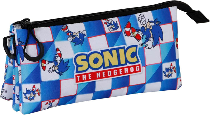 Sega-Sonic Blue Lay-2.0 Fan Triple Pencil Case, Blue