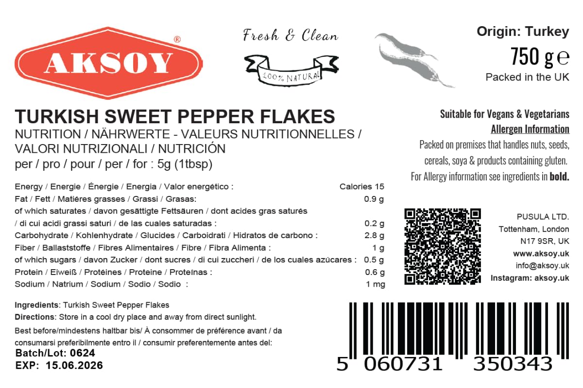 Aksoy Premium Quality Turkish Sweet Red Pepper Flakes (Turk Kirmizi Pul Biber) 3