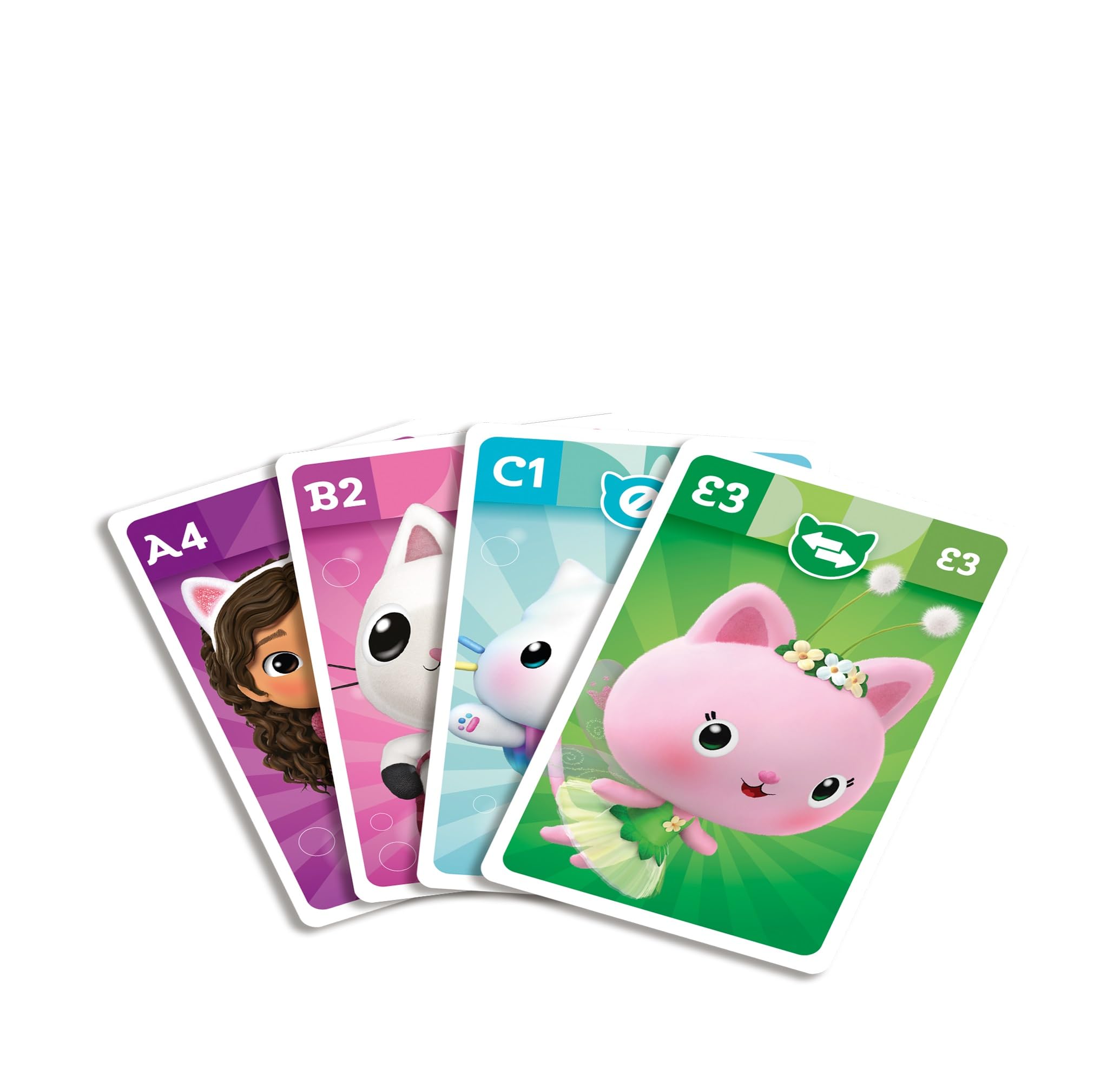 Shuffle Gabby's Dollhouse 4 in 1 Card Game for Kids - Snap, Pairs, Happy Families & Action Game