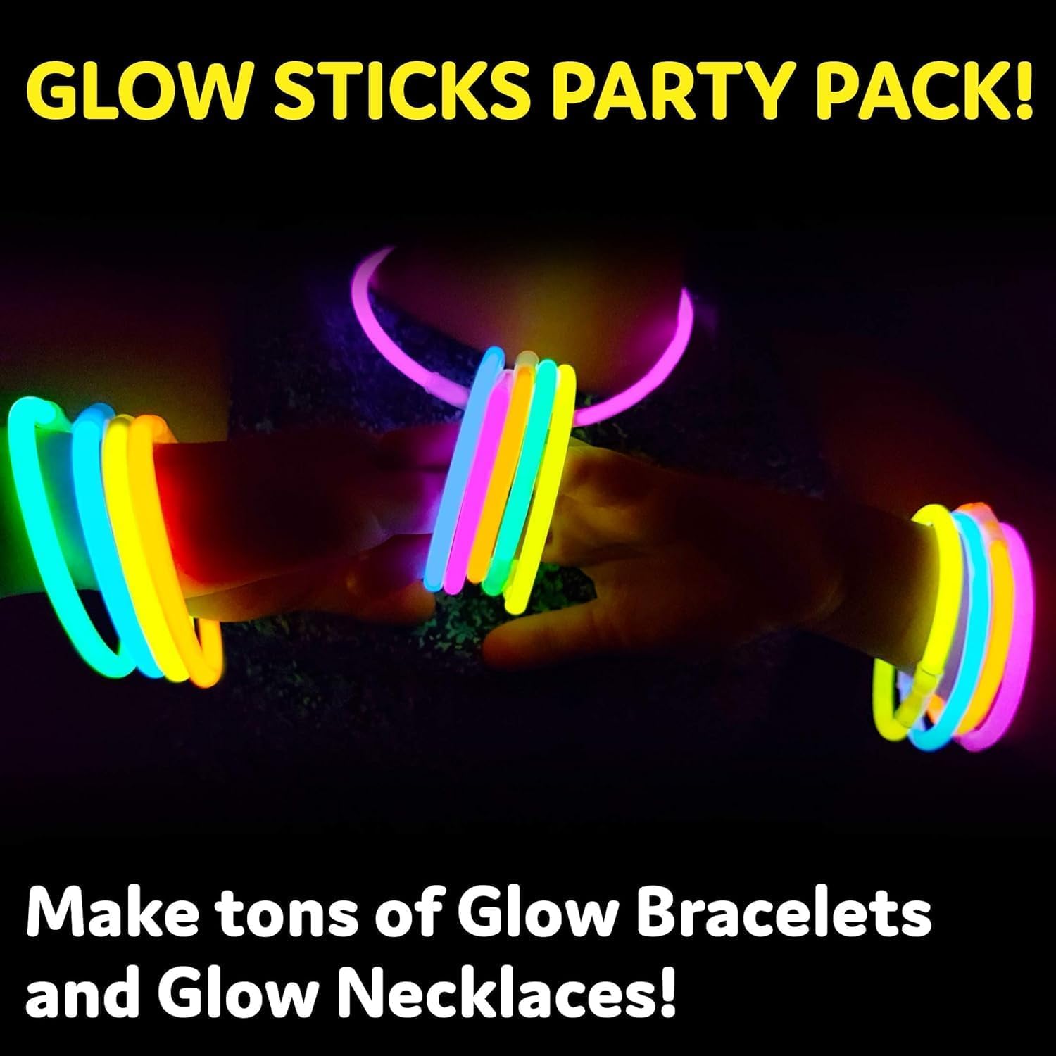 SHATCHI 8" Glow Sticks with Connectors – Neon Party Kit for Bracelets, Rings, DIY Light-Up Accessories 15