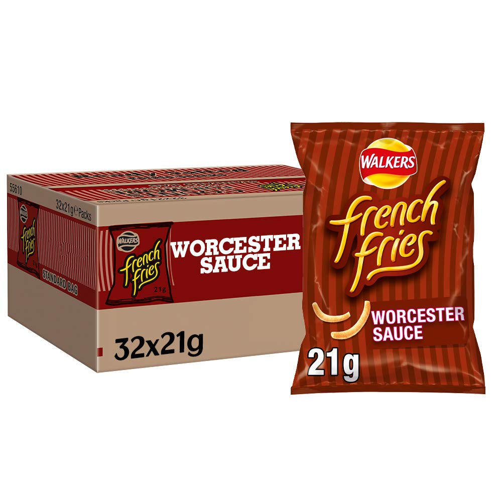 Walkers French Fries Worcester Sauce Crisps 21g - Multipack of 32
