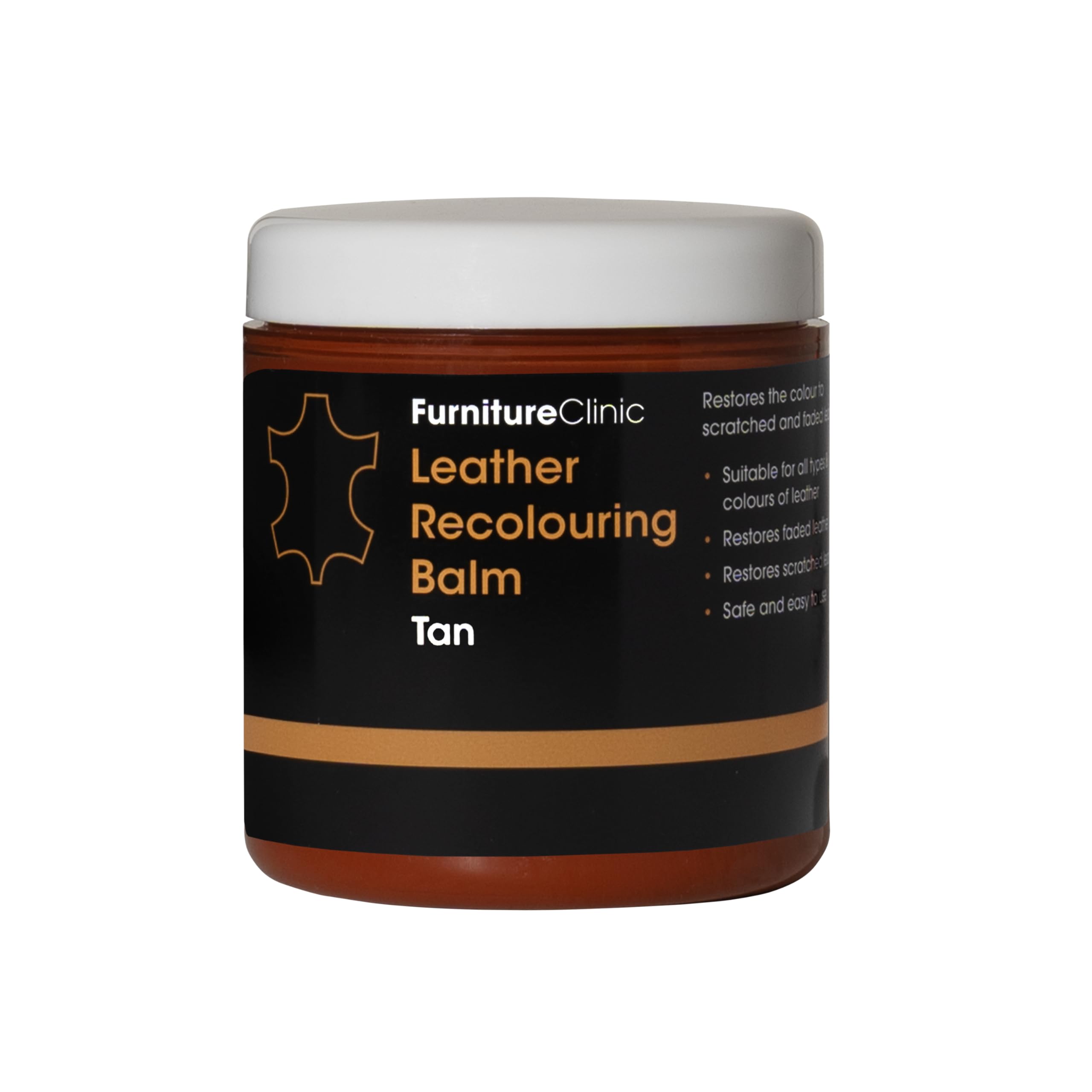 Furniture Clinic Leather Recolouring Balm - Tan Shade for Faded & Scratched Sofas, Car Seats, Shoes, Bags and Clothing