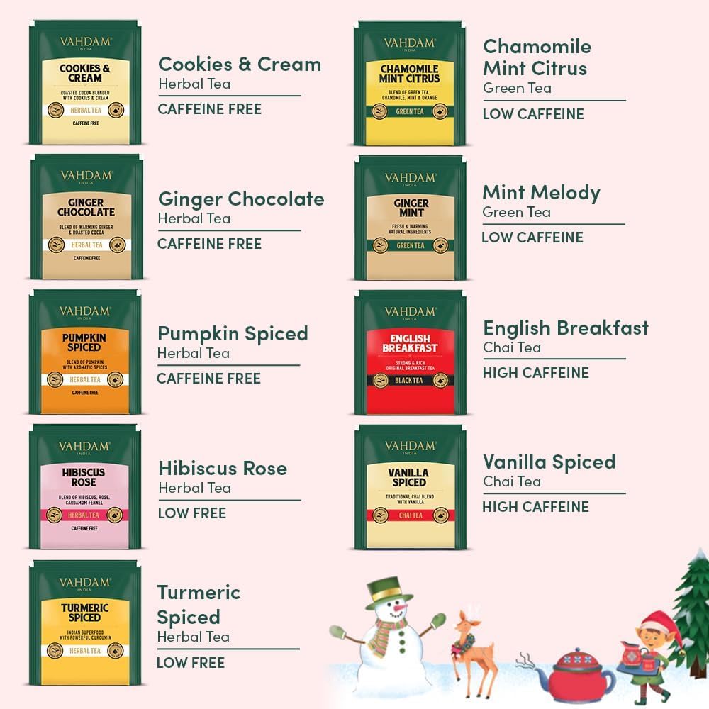 VAHDAM Merry Christmas Tea Gift Set - Limited Edition 9 Assorted Tea Bags