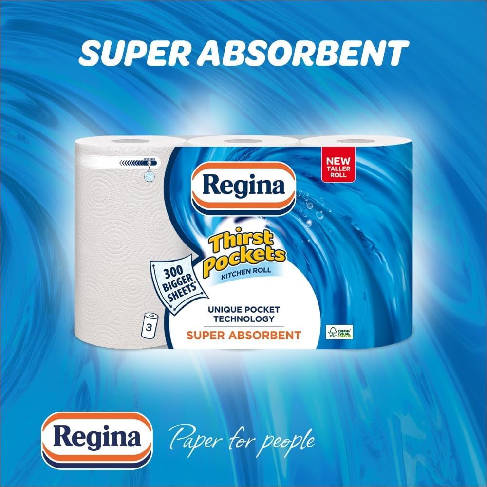 Regina - Thirst Pockets Kitchen Roll, 6 Rolls
