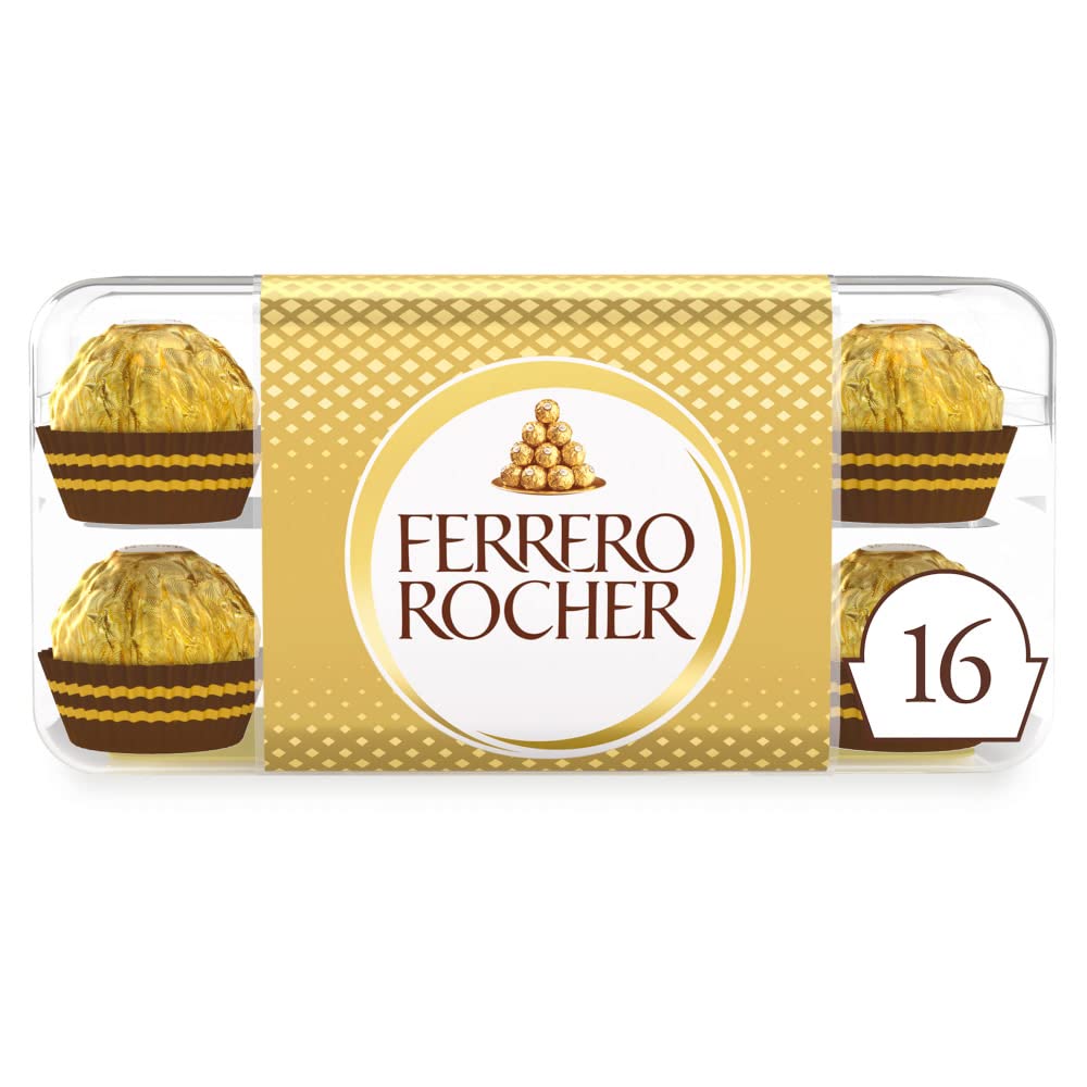 Ferrero Rocher Pralines Chocolate Box - Whole Hazelnut in Milk Chocolate | 16 Pieces (200g)