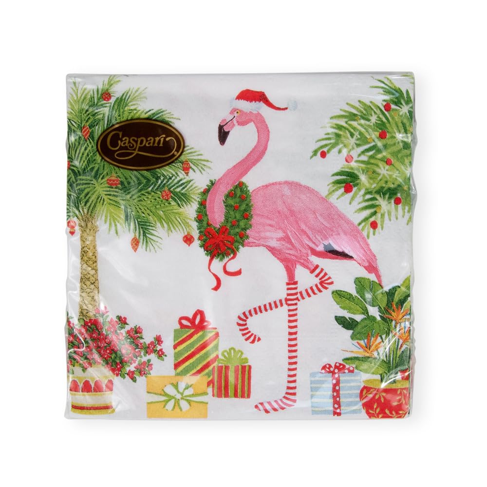 Caspari Christmas Flamingos Triple-Ply Cocktail Napkins, 20-Pack 9