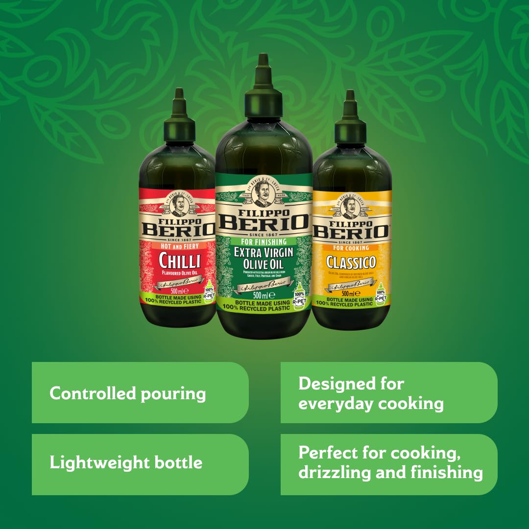 Filippo Berio Classico Olive Oil - Versatile Flavor, Squeezable Bottle | 500ml 5