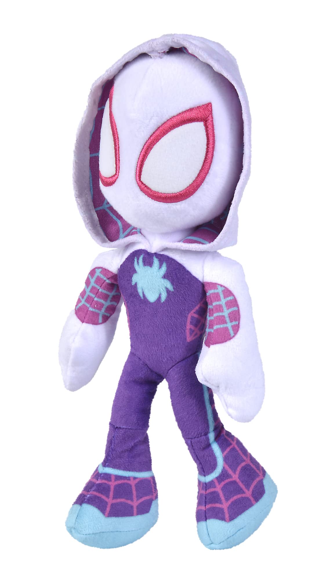 Simba Disney Spiderverse Ghost Spider Soft Toy - 25 cm Plush with Glow in the Dark Eyes