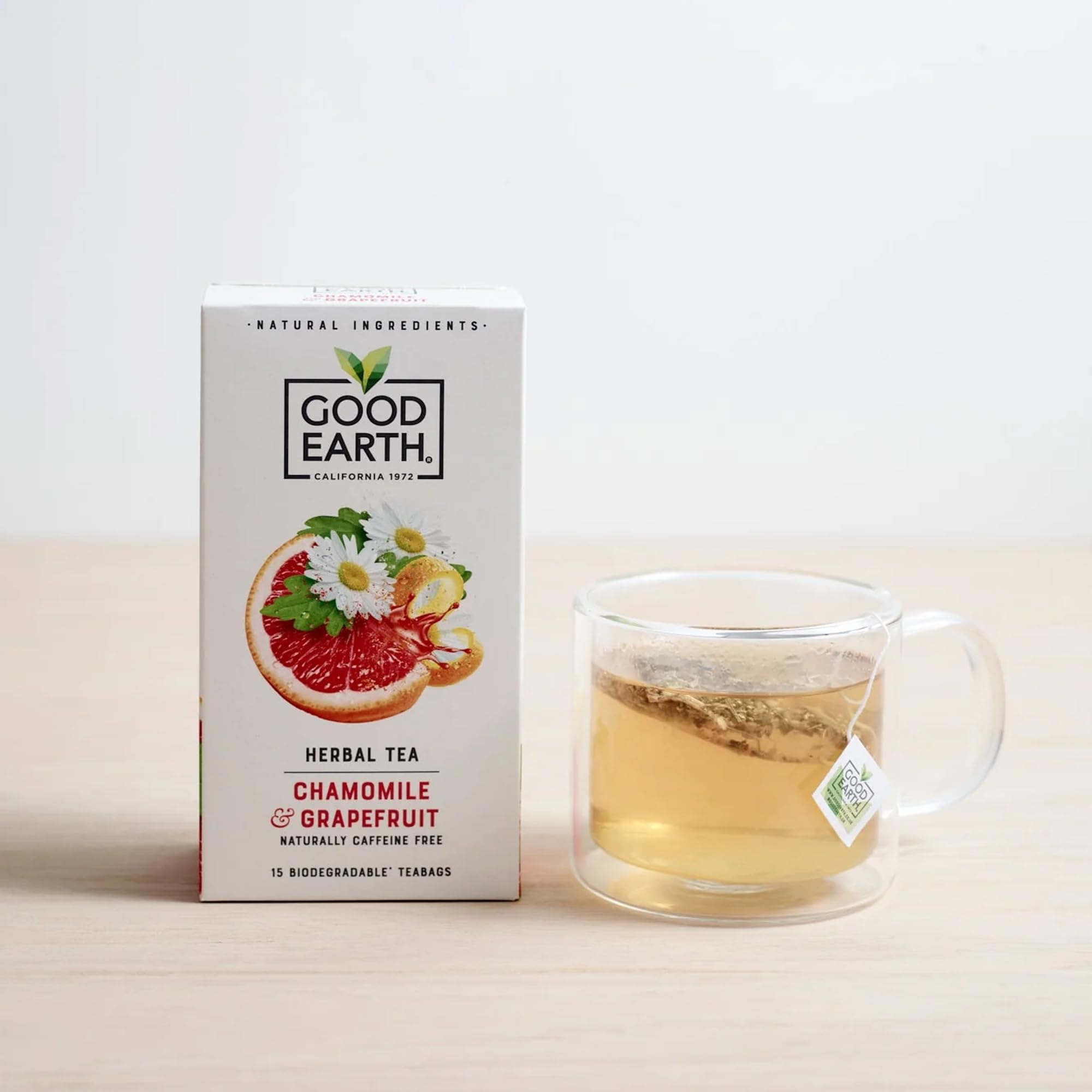 Good Earth Tea Co. Chamomile & Grapefruit Tea Bags - Naturally Caffeine-Free Herbal Infusion