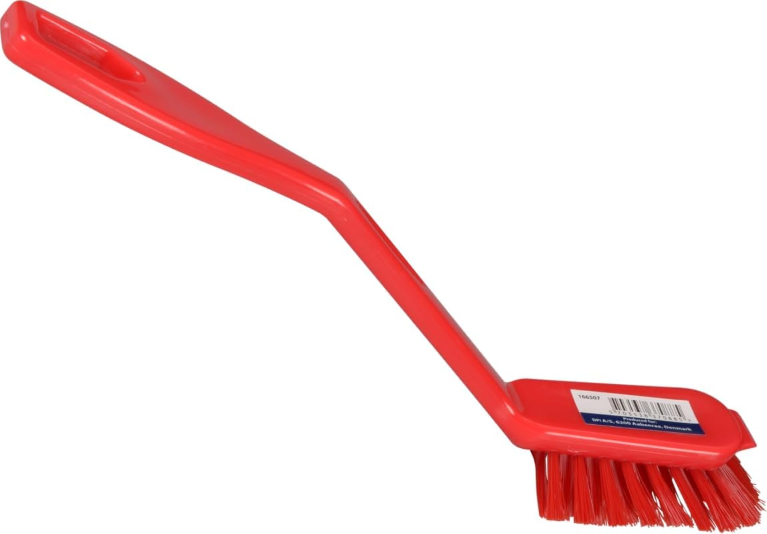 ABENA Red Dishwashing Brush - Stiff Bristle Scraper | 27cm Ergonomic Handle