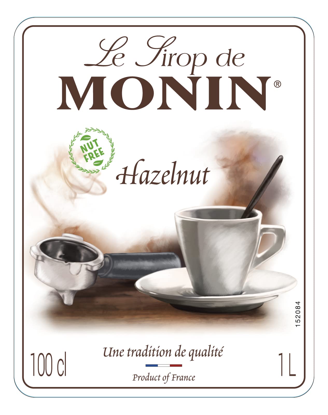 MONIN Premium Hazelnut Nut Free Syrup 1L - Vegan, Halal, Kosher - for Coffee, Cocktails, Frappes 3