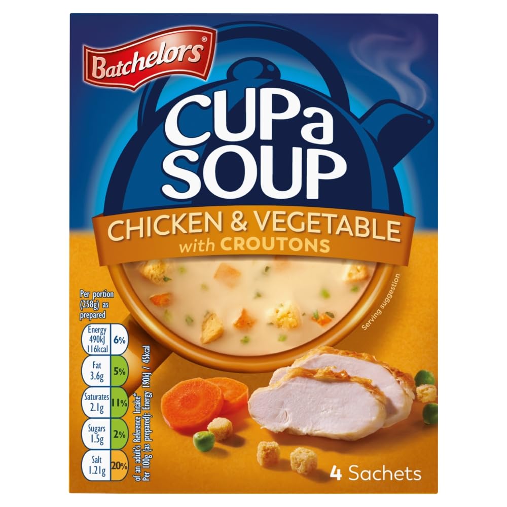 Batchelors Cup a Soup Chicken & Vegetable with Croutons Instant Soup Mix, 4 Sachets, 110g 2