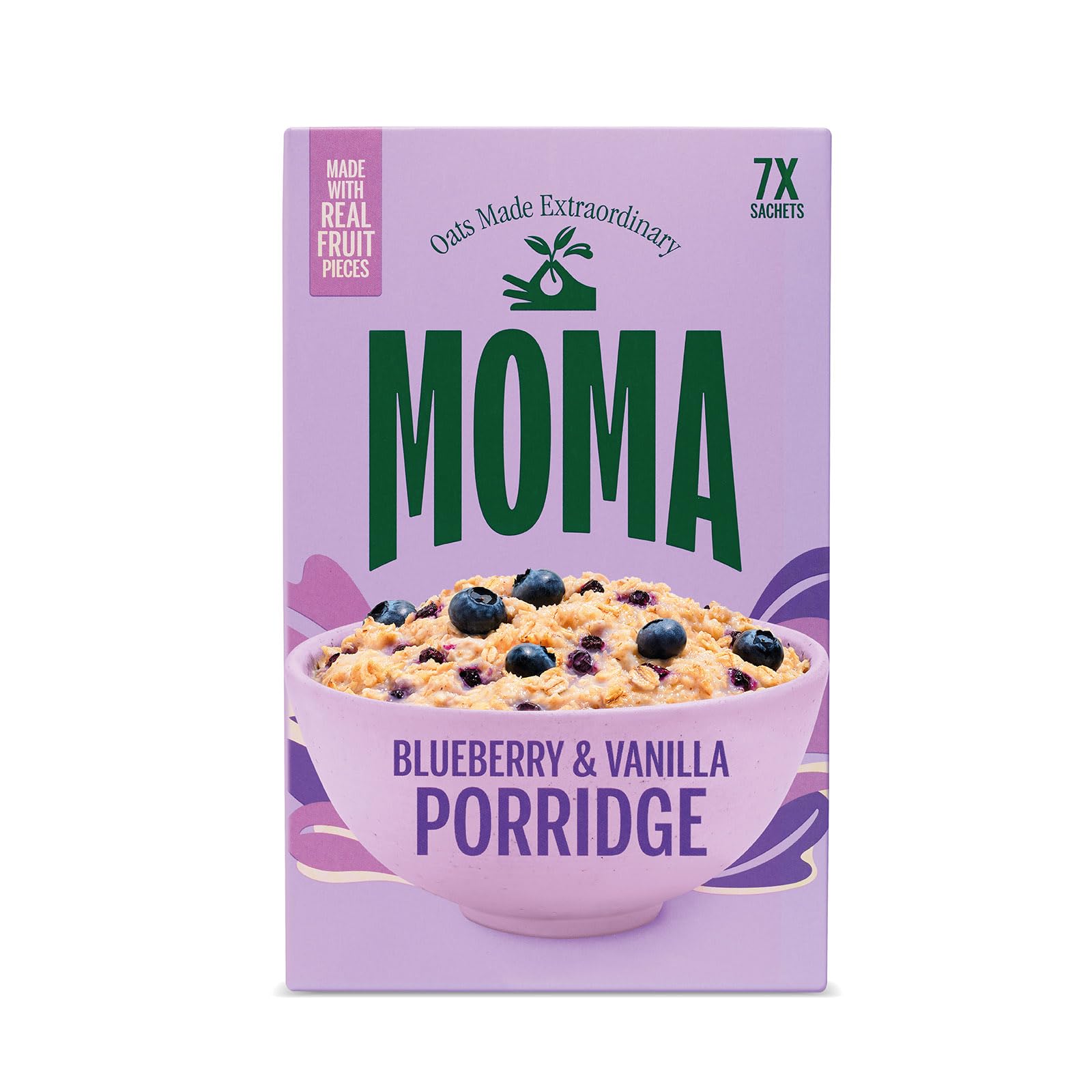 MOMA Blueberry & Vanilla Porridge Sachets - 7 x 40g - Made with British Oats