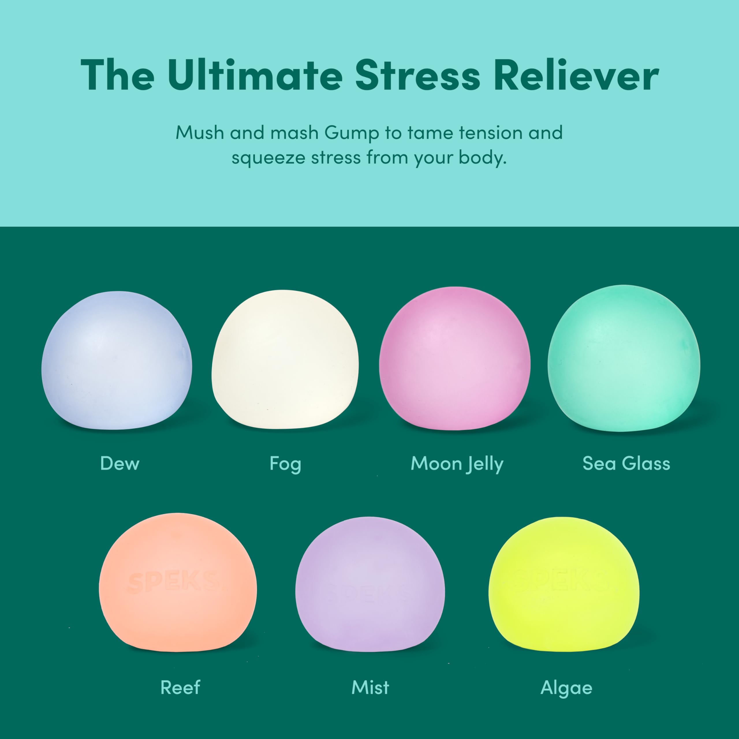 Speks Gump Stress Balls - Silky Soft Memory Gel Squishy Fidget Toy for Adults and Teens 14+ | Sea Glass