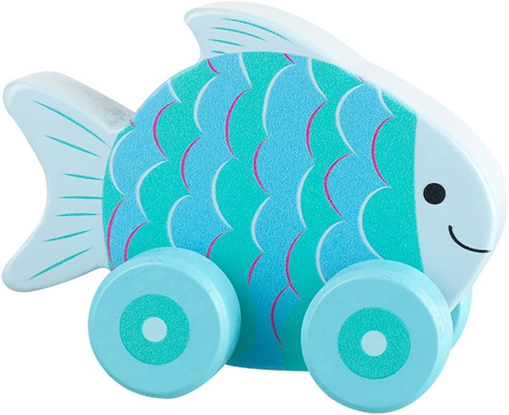 Orange Tree My First Wooden Toy Cars - Fish Push Toy Vehicle for 1 Year Old Toddlers
