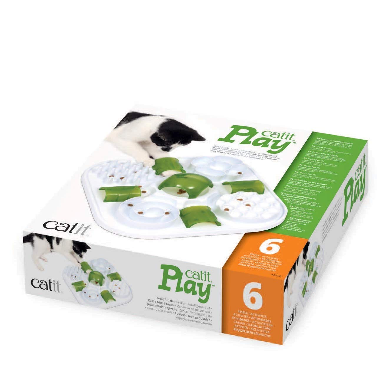 Catit Play Treat Puzzle Slow Feeder - Interactive Foraging Toy | BPA-Free | White 2