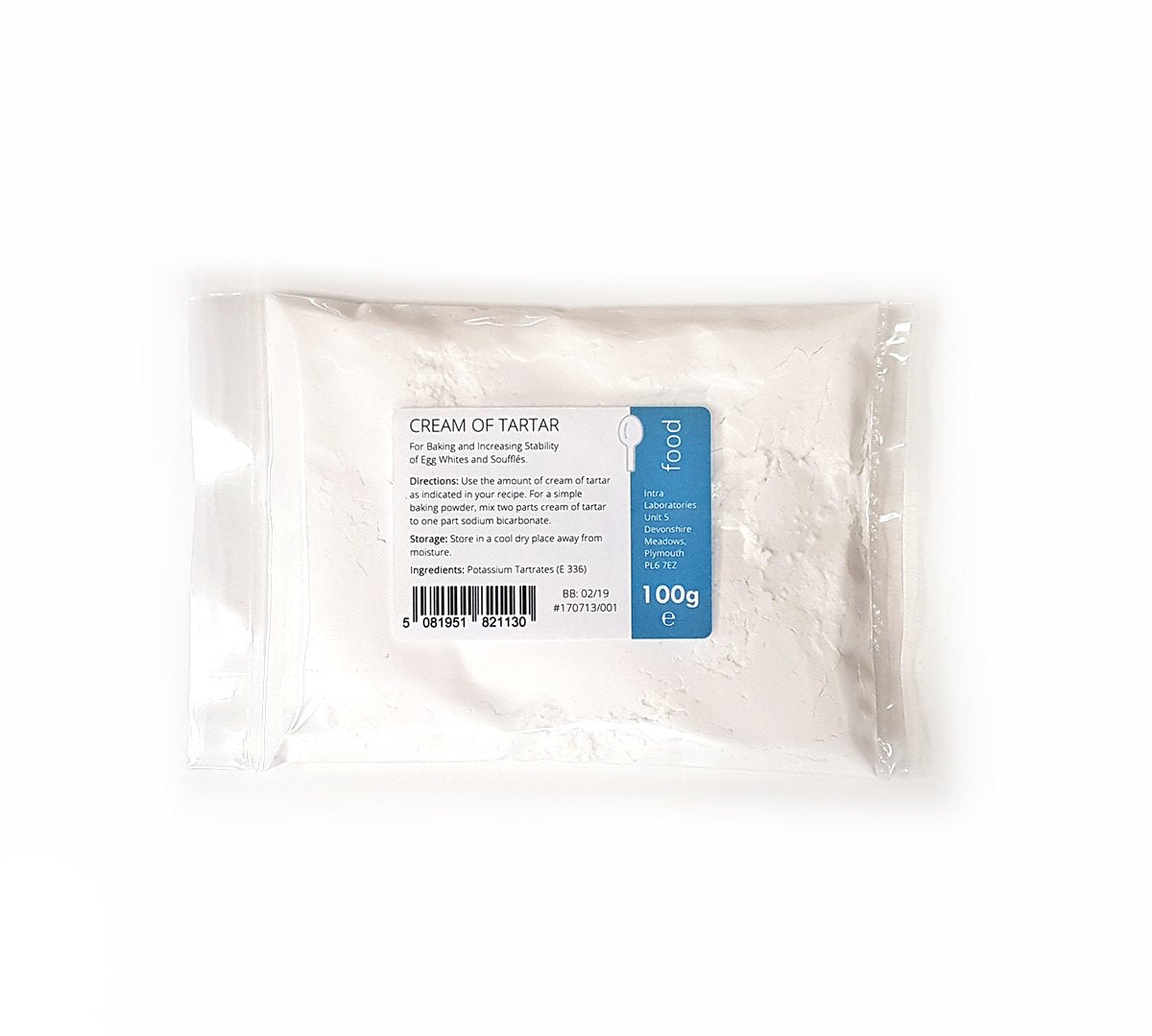 Intralabs Cream of Tartar - Food Grade Powder for Baking & Homemade Playdough, 100g