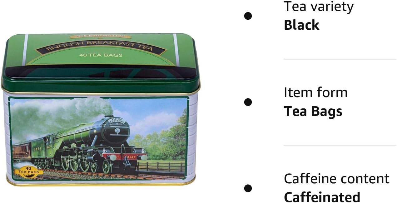 New English Teas Flying Scotsman Tea Caddy - 40 English Breakfast Teabags