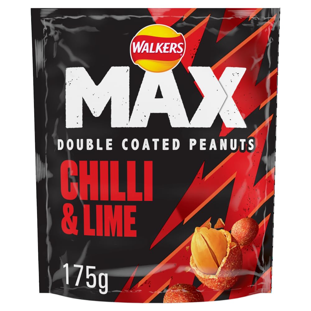 Walkers Max Strong Coated Peanuts - Zesty Chilli & Lime Flavor | 175g Sharing Bag