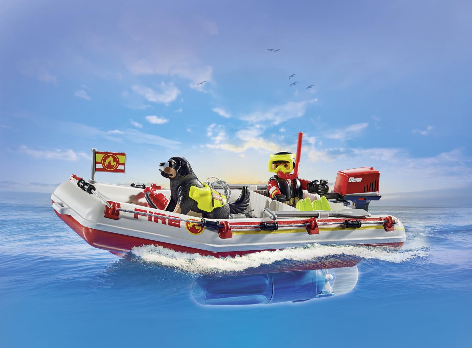 Playmobil 71464 Action Heroes: Fireboat with Aqua Scooter - Water Rescue Playset for Kids